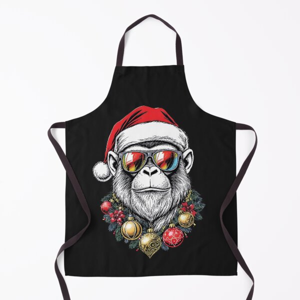 Item preview, Christmas Monkey – Vintage Ink Print Style | Retro Hand-Drawn Holiday Monkey designed and sold by ColorSplash123.