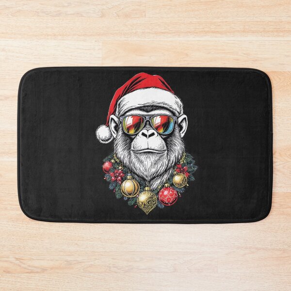 Item preview, Christmas Monkey – Vintage Ink Print Style | Retro Hand-Drawn Holiday Monkey designed and sold by ColorSplash123.