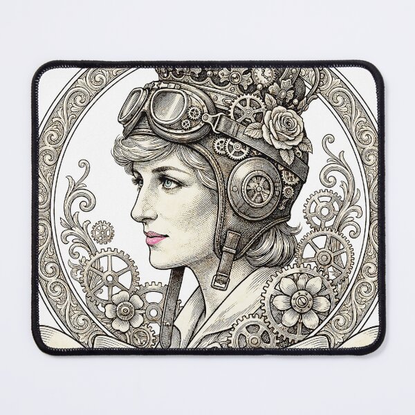 Item preview, Steampunk Princess Diana: Gears & Grace - Vintage Aviator Illustration designed and sold by Hen-C-Art.