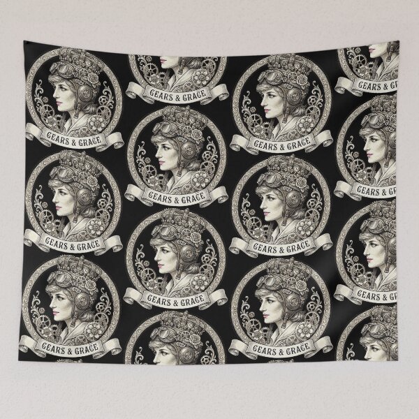 Item preview, Steampunk Princess Diana: Gears & Grace - Vintage Aviator Illustration designed and sold by Hen-C-Art.