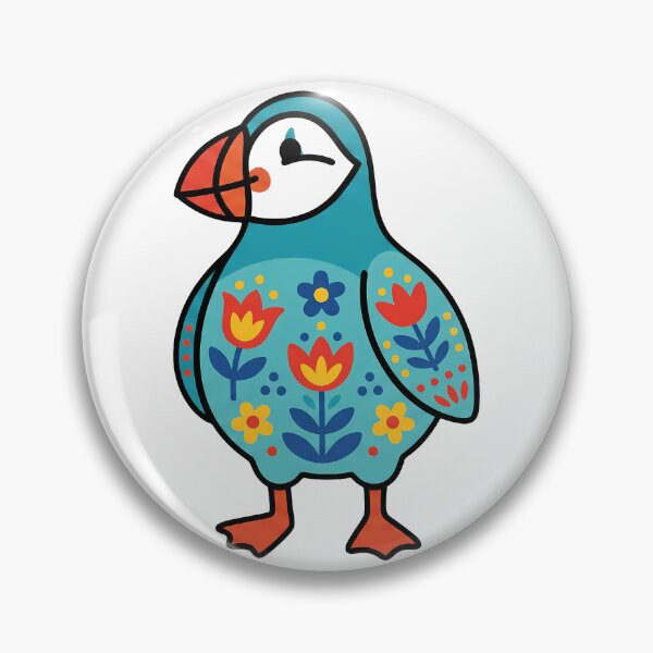 Item preview, Cute Patterned Puffin - Scandinavian Folk Art by heidiannemorris © designed and sold by FOLK ART FUSION by heidiannemorris.