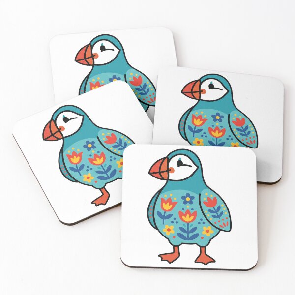 Item preview, Cute Patterned Puffin - Scandinavian Folk Art by heidiannemorris © designed and sold by FOLK ART FUSION by heidiannemorris.