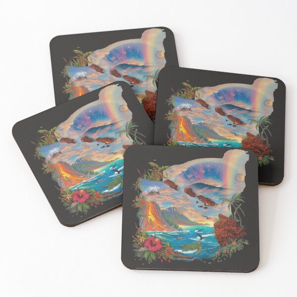 Item preview, Hawaiian Islands Paradise Volcano Sunset Sea Turtle Art designed and sold by TitanRN.