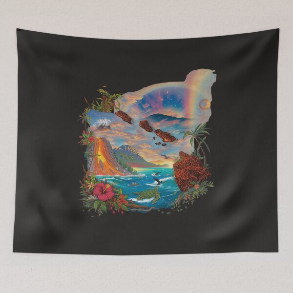 Item preview, Hawaiian Islands Paradise Volcano Sunset Sea Turtle Art designed and sold by TitanRN.