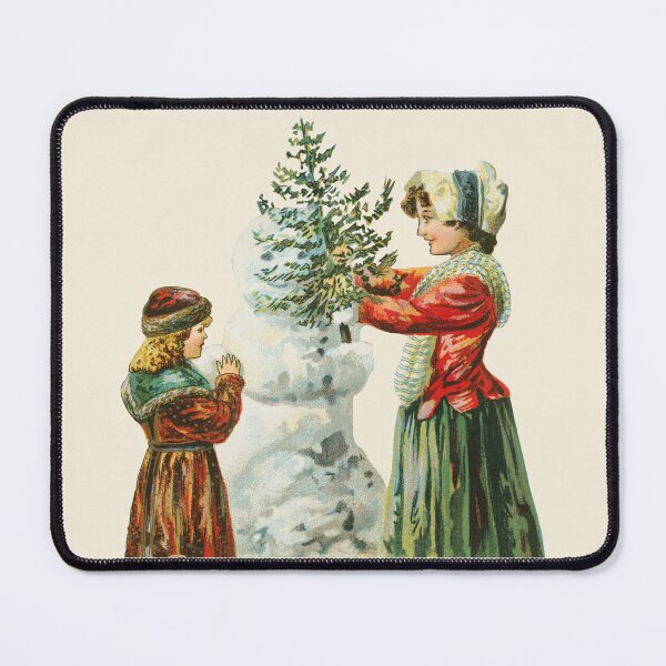 Item preview, Vintage Winter Scene With Children Decorating a Snowman designed and sold by AzizamWorks.
