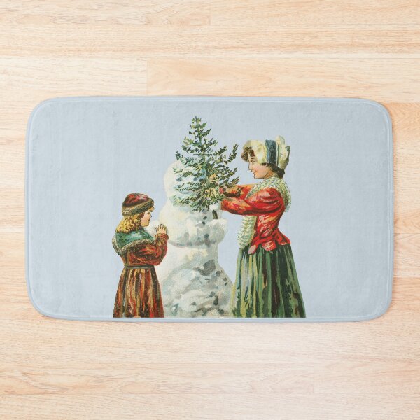 Item preview, Vintage Winter Scene With Children Decorating a Snowman designed and sold by AzizamWorks.