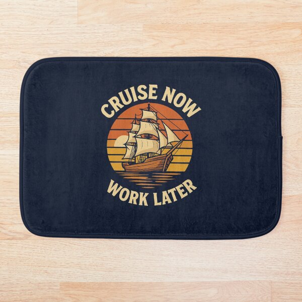 Aperçu de l'œuvre Cruise Now Work Later – Retro Sailing Ship Sunset Vintage Ocean Travel Wanderlust Design créée et vendue par johnExpress02.
