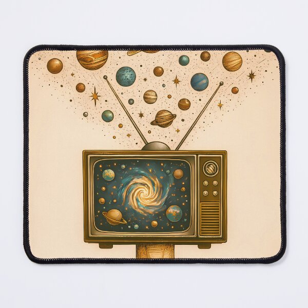 Item preview, Vintage TV Head Cosmic Galaxy - Surreal Art designed and sold by DreamiCanvas.