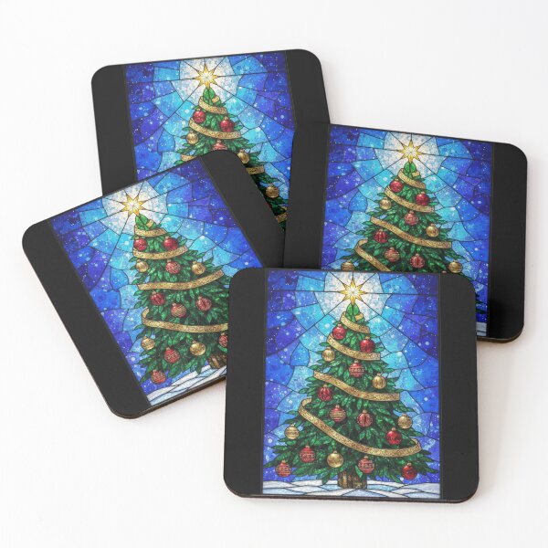 Item preview, Stained Glass Christmas Tree with Star and Ornaments designed and sold by CharlieDesings.