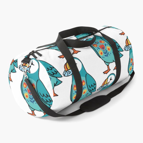 Item preview, Cute Patterned Puffin Holding a Fish - Scandinavian Folk Art by heidiannemorris © designed and sold by FOLK ART FUSION.