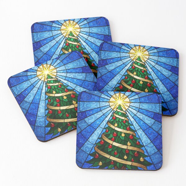 Item preview, Stained Glass Christmas Tree with Star and Ornaments designed and sold by CharlieDesings.