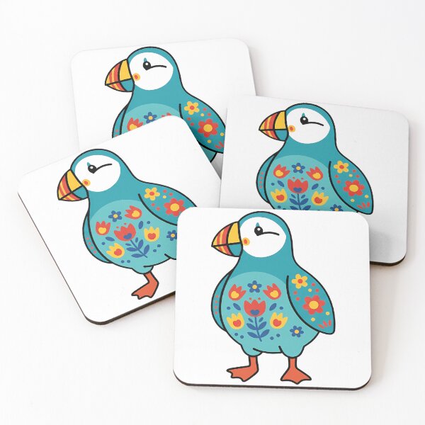Item preview, Cute Patterned Rainbow Beak Puffin - Scandinavian Folk Art by heidiannemorris © designed and sold by FOLK ART FUSION by heidiannemorris.