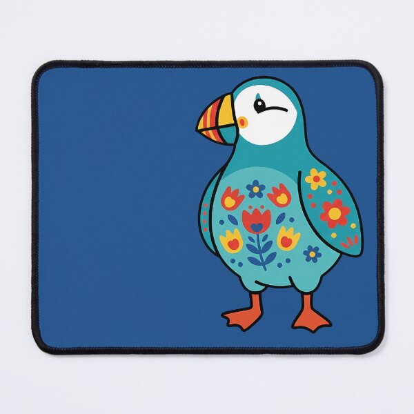Item preview, Cute Patterned Rainbow Beak Puffin - Scandinavian Folk Art by heidiannemorris © designed and sold by FOLK ART FUSION by heidiannemorris.