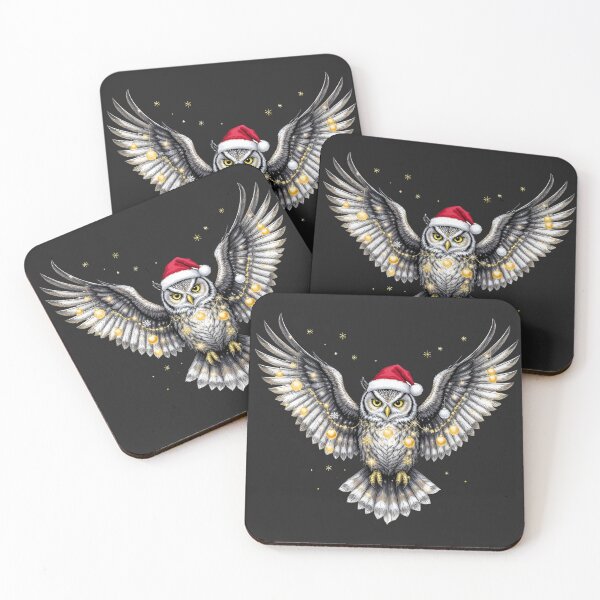 Item preview, Christmas Owl – Spread Wings Pose | Elegant Festive Owl with Ornaments designed and sold by ColorSplash123.