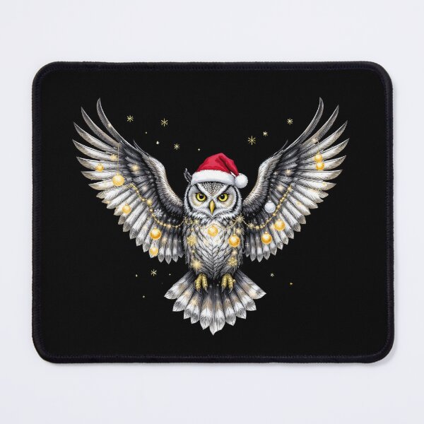 Item preview, Christmas Owl – Spread Wings Pose | Elegant Festive Owl with Ornaments designed and sold by ColorSplash123.