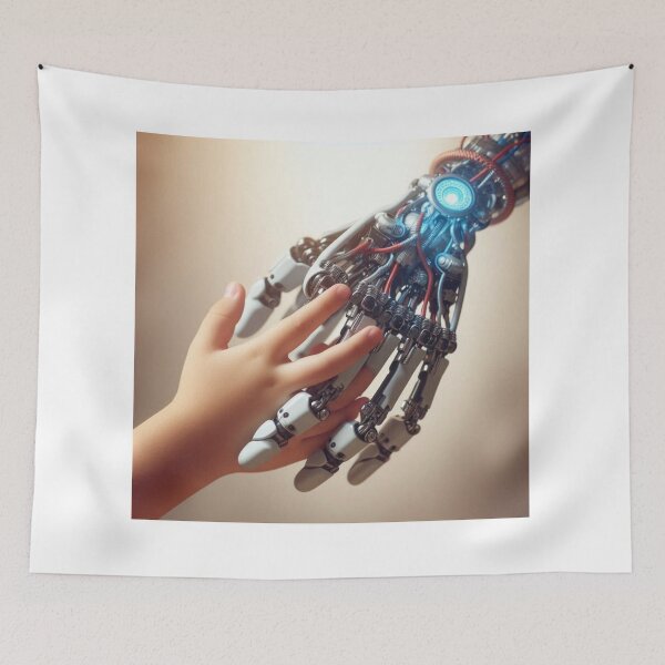 Item preview, Human & Robot Connection – Futuristic AI Hand Touch Artwork designed and sold by Dezien.