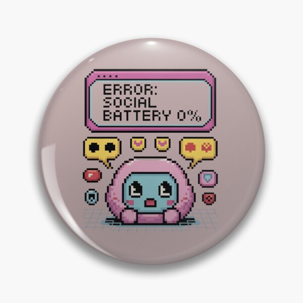 Item preview, Error: Social Battery 0% - Cute Pixel Art Introvert Aesthetic T-Shirt Sticker designed and sold by arceeddesign.