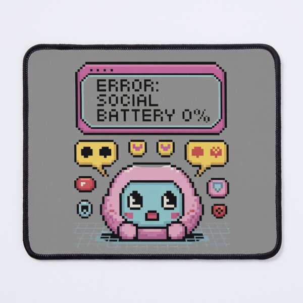 Item preview, Error: Social Battery 0% - Cute Pixel Art Introvert Aesthetic T-Shirt Sticker designed and sold by arceeddesign.