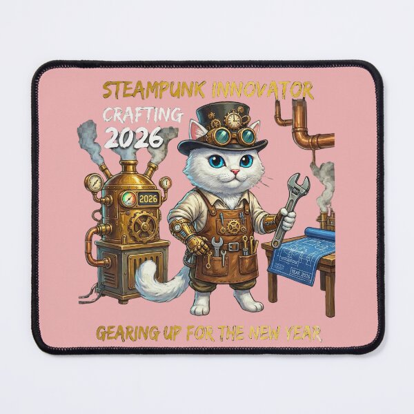 Item preview, Steampunk Cat Innovator Crafting the Future 2026 | Engineer Kitten with Gears designed and sold by E-SarnEdge.