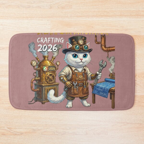 Item preview, Steampunk Cat Innovator Crafting the Future 2026 | Engineer Kitten with Gears designed and sold by E-SarnEdge.