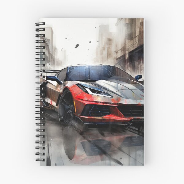 Item preview, Un deportivo Chevrolet C8 Corvette Stingray rojo y negro en una carretera concurrida al anochecer designed and sold by Jerhus.