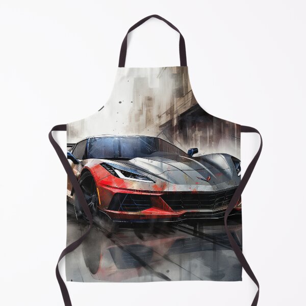 Item preview, Red and black Chevrolet C8 Corvette Stingray sports car on a busy road at dusk designed and sold by Jerhus.