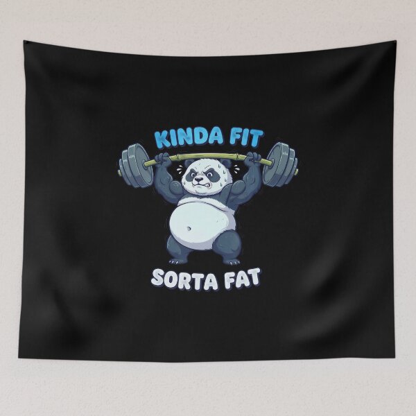 Item preview, Kinda Fit Sorta Fat Funny Gym Panda Fitness Workout Lover designed and sold by DonnieJennie.