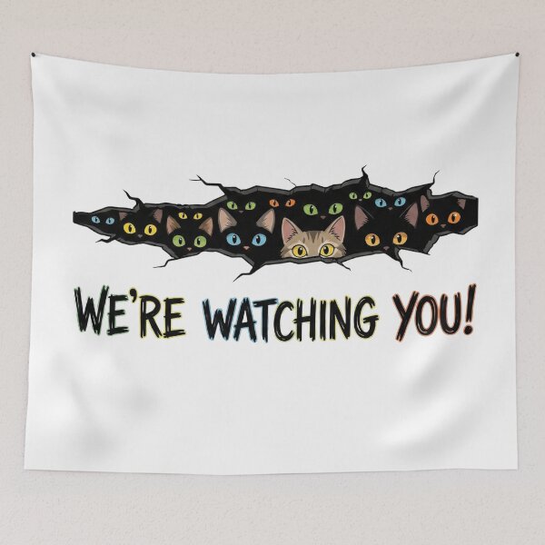 Item preview, WE'RE WATCHING YOU! Absurd Cat Surveillance Graphic designed and sold by KaryaVisionSTR.