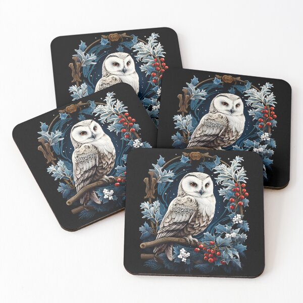 Item preview, Snowy Owl Among Winter Berries and Frosted Branches designed and sold by Roohoo231.