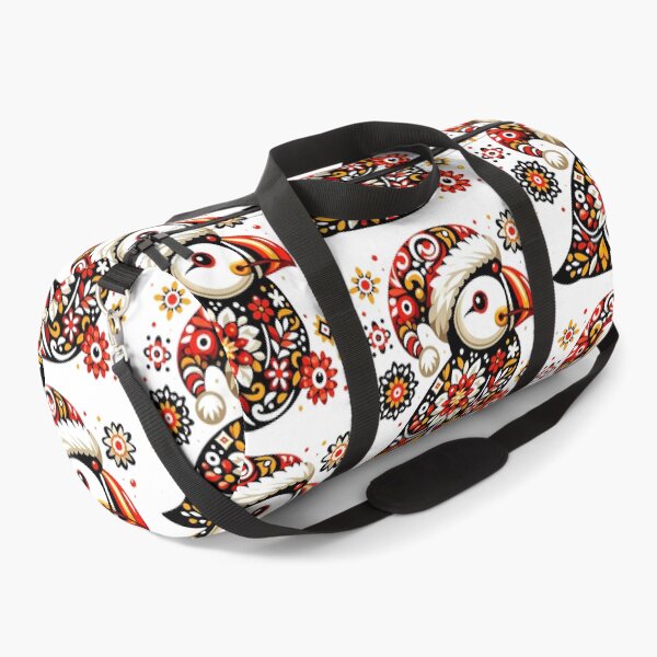 Item preview, Cute Festive Patterned Puffin - Scandinavian Folk Art by heidiannemorris © designed and sold by FOLK ART FUSION.