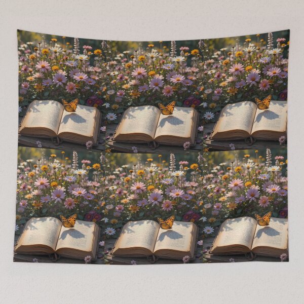 Item preview, Vibrant Enchanting Scenes Books Blooming Among Beautiful Flowers designed and sold by ART ATTACK ZONE.