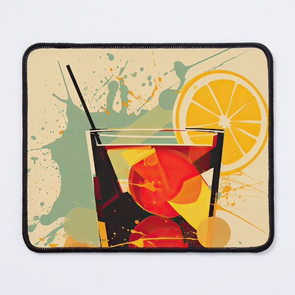 Item preview, A glass of chilled drink garnished with fruit on a colorful, splashed background designed and sold by Jerhus.