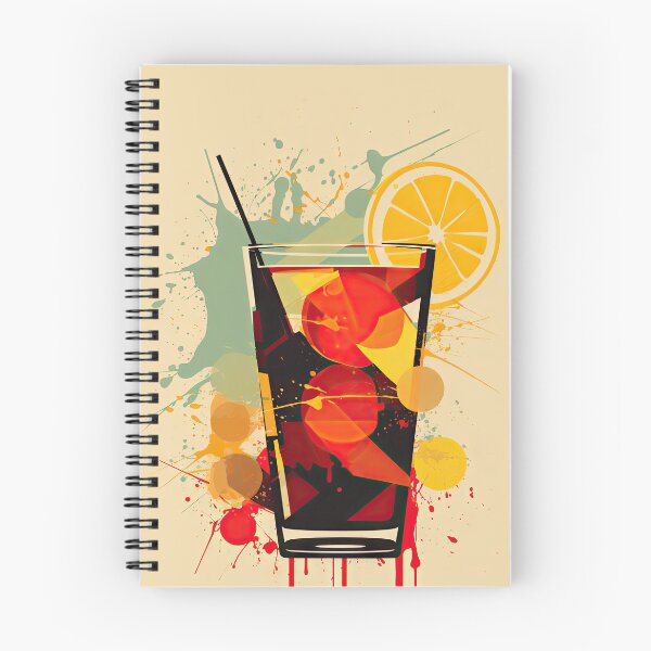 Item preview, A glass of chilled drink garnished with fruit on a colorful, splashed background designed and sold by Jerhus.