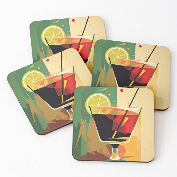 Item preview, A glass of chilled drink garnished with fruit on a colorful, splashed background designed and sold by Jerhus.