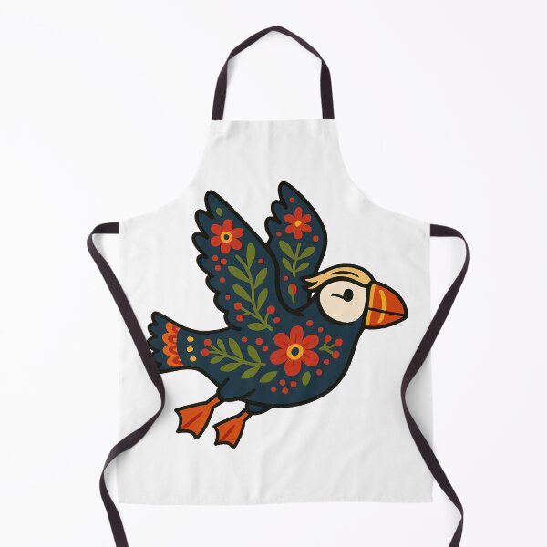 Item preview, Cute Flying Patterned Puffin - Scandinavian Folk Art by heidiannemorris © designed and sold by FOLK ART FUSION by heidiannemorris.