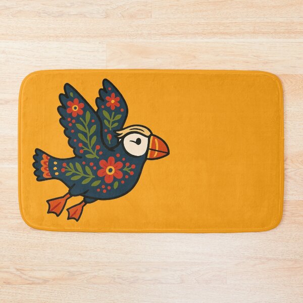 Item preview, Cute Flying Patterned Puffin - Scandinavian Folk Art by heidiannemorris © designed and sold by FOLK ART FUSION by heidiannemorris.