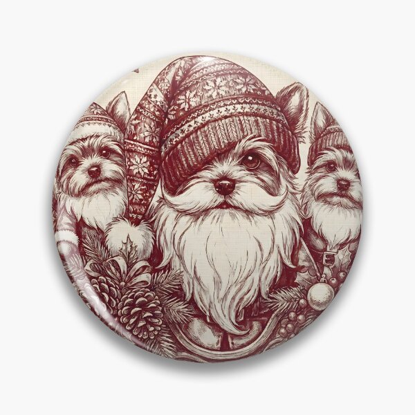 Item preview, Christmas Yorkie Terrier Dogs in Winter Hats Vintage Festive Holiday Illustration designed and sold by Octavia Soldani.