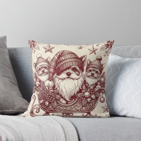 Item preview, Christmas Yorkie Terrier Dogs in Winter Hats Vintage Festive Holiday Illustration designed and sold by Octavia Soldani.