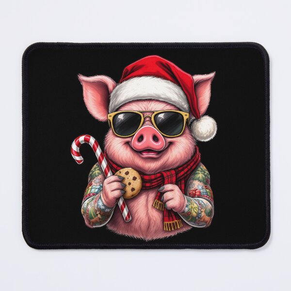 Item preview, Ultra-Christmas Pig – Festive Rebel | Tattooed Christmas Pig with Cookie designed and sold by ColorSplash123.