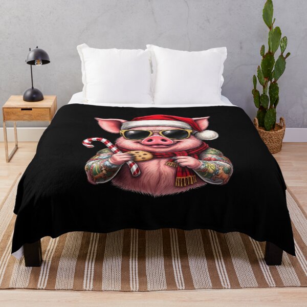 Item preview, Ultra-Christmas Pig – Festive Rebel | Tattooed Christmas Pig with Cookie designed and sold by ColorSplash123.