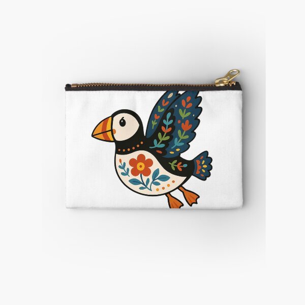 Item preview, Cute Flying Patterned Puffin - Scandinavian Folk Art by heidiannemorris © designed and sold by FOLK ART FUSION by heidiannemorris.