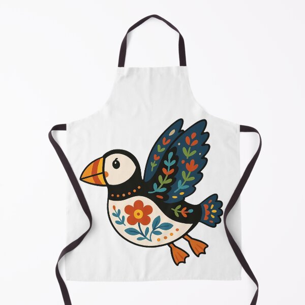 Item preview, Cute Flying Patterned Puffin - Scandinavian Folk Art by heidiannemorris © designed and sold by FOLK ART FUSION by heidiannemorris.