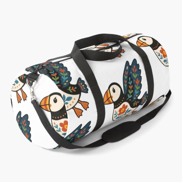 Item preview, Cute Flying Patterned Puffin - Scandinavian Folk Art by heidiannemorris © designed and sold by FOLK ART FUSION.