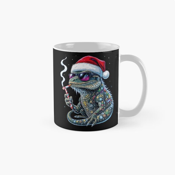 Item preview, Ultra-Christmas Lizard – Snowstorm Rebel | Tattooed Frost Lizard with Candy Cane Cigarette designed and sold by ColorSplash123.