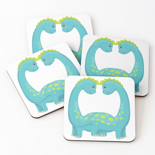 Item preview, “Twin Heart Dinosaurs” Cartoon Illustration – Cute Blue Dino Pair designed and sold by Love3Happy.