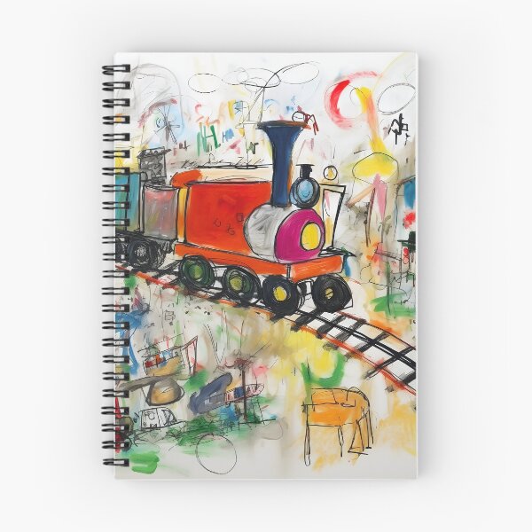 Item preview, A COLORFUL DRAWING MADE BY CHILDREN OF A LITTLE TRAIN designed and sold by infinitearte.