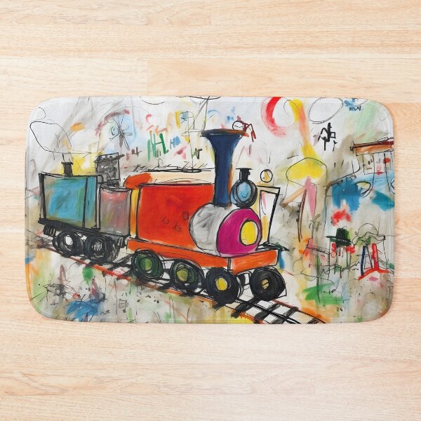Item preview, A COLORFUL DRAWING MADE BY CHILDREN OF A LITTLE TRAIN designed and sold by infinitearte.