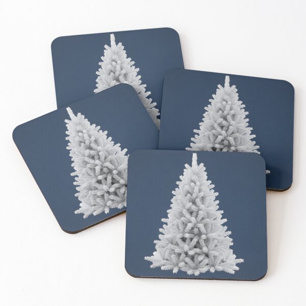 Item preview, Flocked White Christmas Tree on Dark Blue Background designed and sold by homydesign.