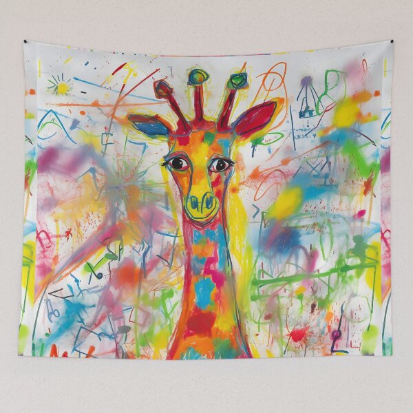 Item preview, A COLORFUL DRAWING MADE BY CHILDREN OF A GIRAFFE designed and sold by infinitearte.