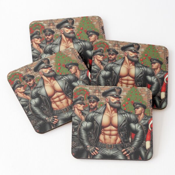Item preview, Christmas Gay Leather Collection "Daddy Officer's Party" Gay Leather Pride Graphic Design designed and sold by ItsAKinkThing.